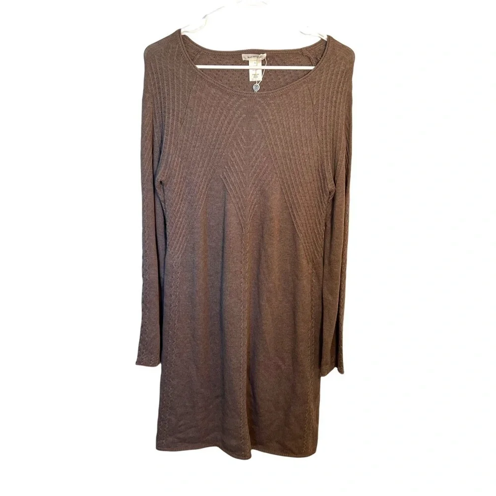 Max Studio Cable Knit Sweater Dress Heather Toast
